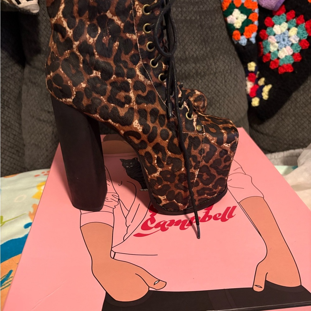 Leopard Print Platform Boots